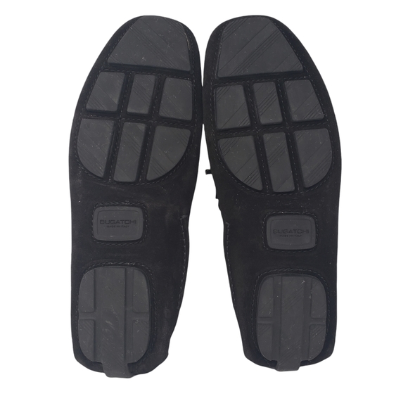 Bugatchi Black Suede Driving Shoes Size 8.5 Moccasins Tie Front Loafers - Picture 9 of 13